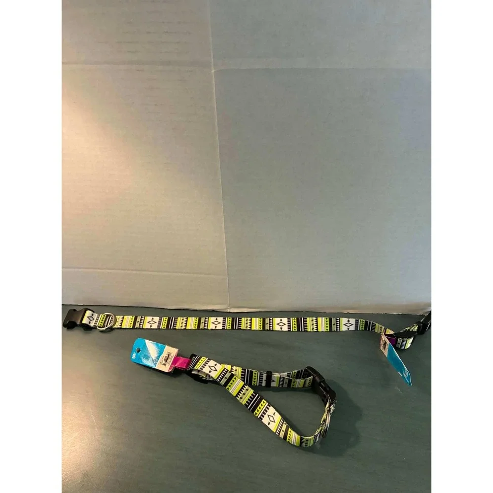 Play On Dog Collar Set Medium Lime Green NWT Geometric Tribal 2 Pack